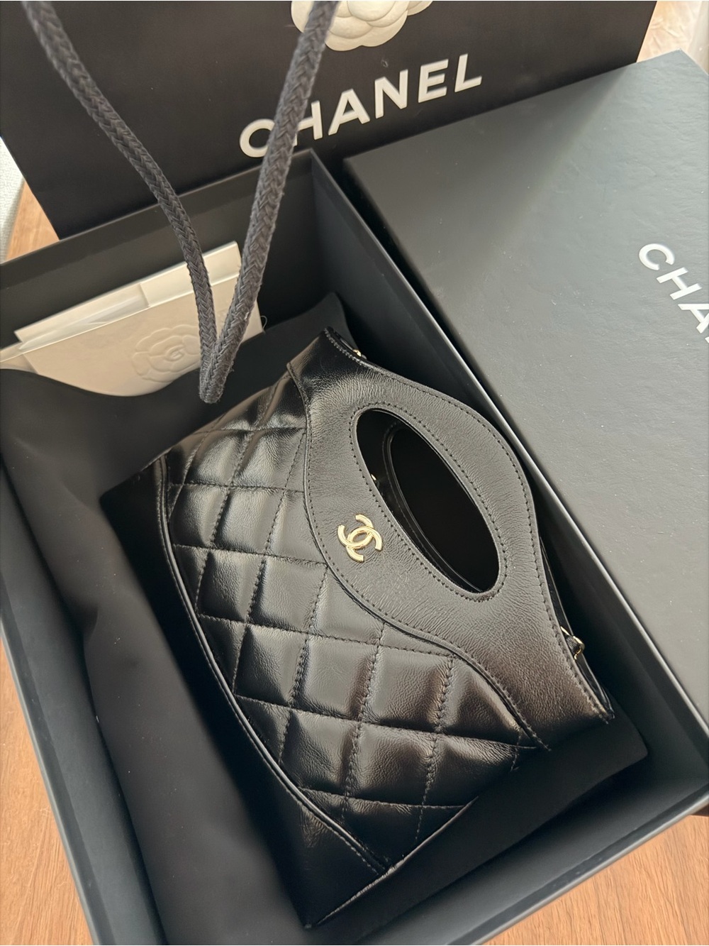 CHANEL 31 Bag Nano - Black Quilted Leather Bag with Gold CC Logo